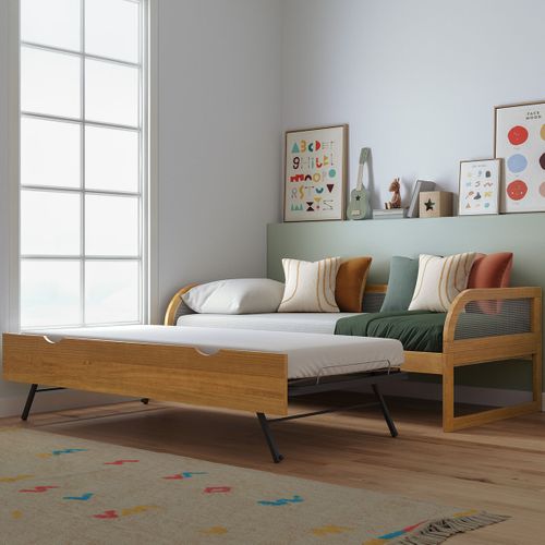 Pack Lit Enfant Gigogne Avec Matelas 90x190 Cm Laya Noisette