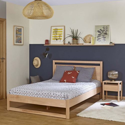 Pack Lit Avec Matelas 160x200 Cm Lio Bois Naturel