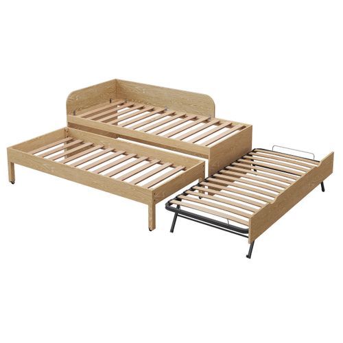 Pack Lit Gigogne 3 Places Avec Matelas 90x200 Cm Noha  Bois