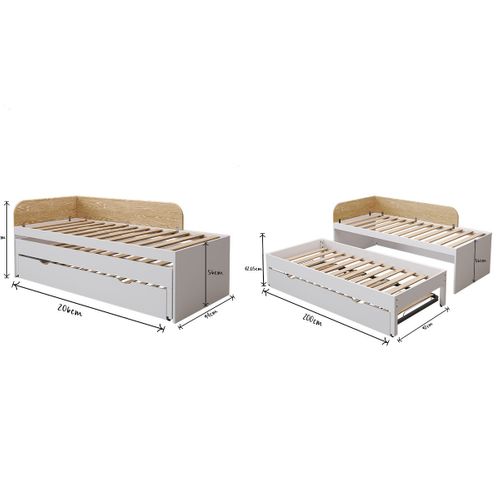 Lit Gigogne 3 Places 90x200 Cm Noha  Blanc