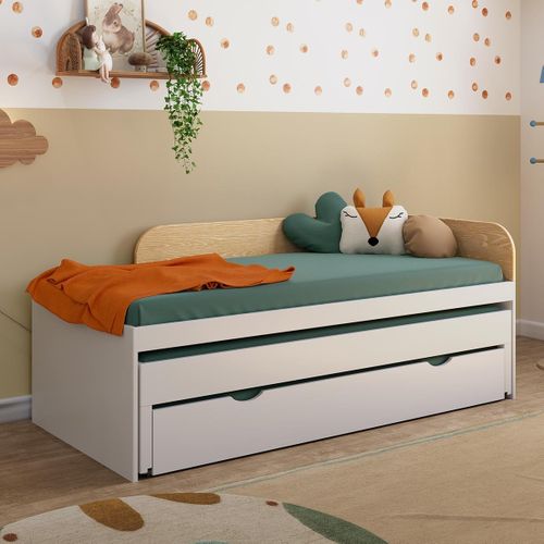 Lit Gigogne 3 Places 90x200 Cm Noha  Blanc