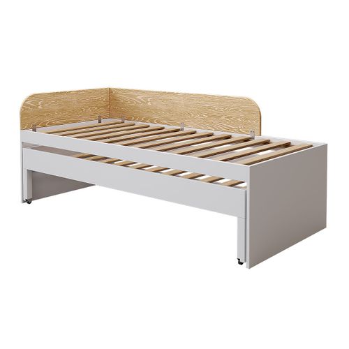 Lit Gigogne 90x200 Cm Noha Blanc Et Bois
