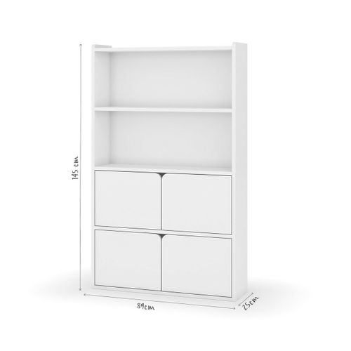 Bibliothèque Étagère 4 Portes  Sidney  Blanc