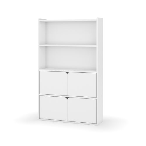 Bibliothèque Étagère 4 Portes  Sidney  Blanc