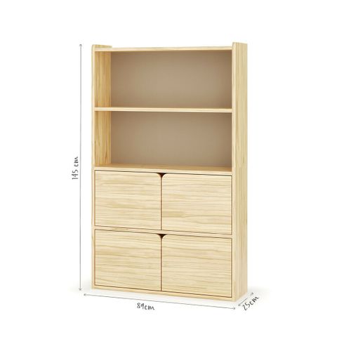 Bibliothèque Étagère 4 Portes Sidney Bois