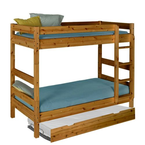 Pack Lit Superposé Séparable Gigogne Avec Matelas 90x190 Cm Aaron  Miel