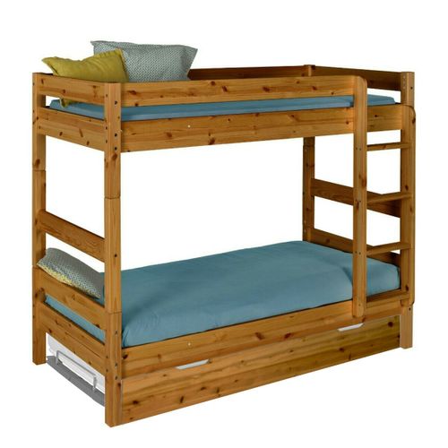 Pack Lit Superposé Séparable Gigogne Avec Matelas 90x190 Cm Aaron  Miel