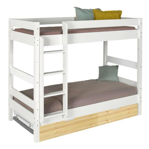 Pack Lit Superposé Séparable Gigogne Avec Matelas 90x190 Cm Aaron  Miel