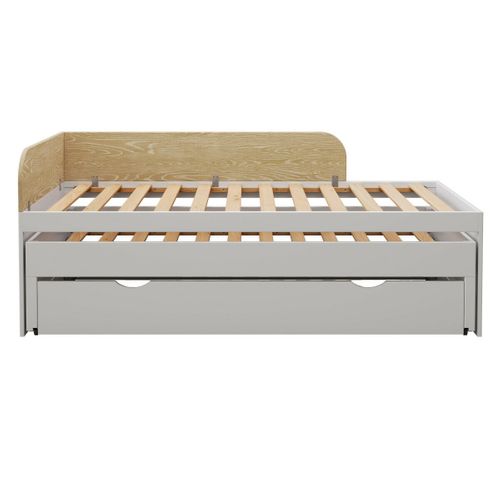 Pack Lit Gigogne Avec Tiroir Et Matelas 90x200 Cm Noha  Blanc