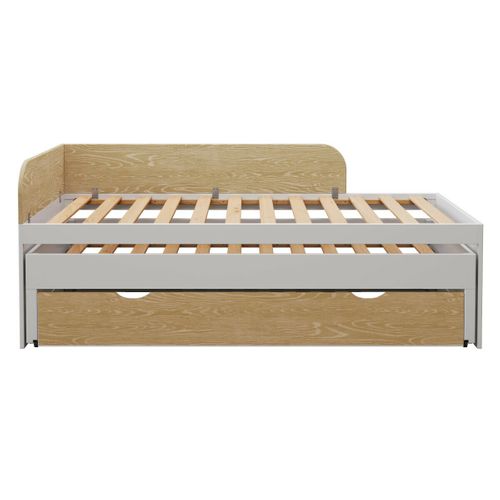 Lit Gigogne Avec Tiroir 90x200 Cm Noha  Blanc Et Bois