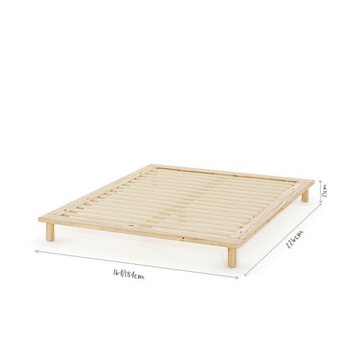 Pack Lit 2 Places Futon Avec Matelas 160x200 Cm Paolo Bois Naturel
