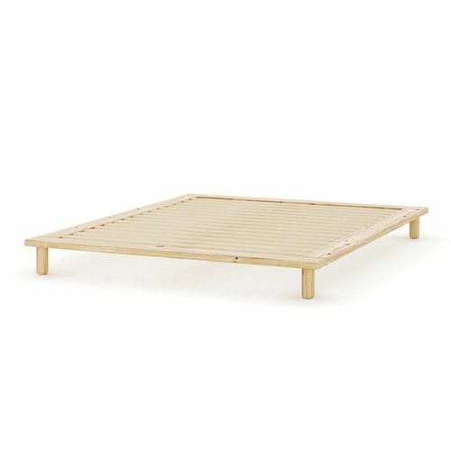 Pack Lit 2 Places Futon Avec Matelas 160x200 Cm Paolo Bois Naturel