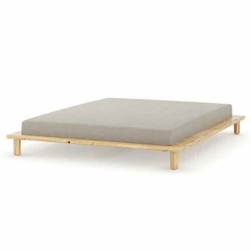 Pack Lit 2 Places Futon Avec Matelas 160x200 Cm Paolo Bois Naturel