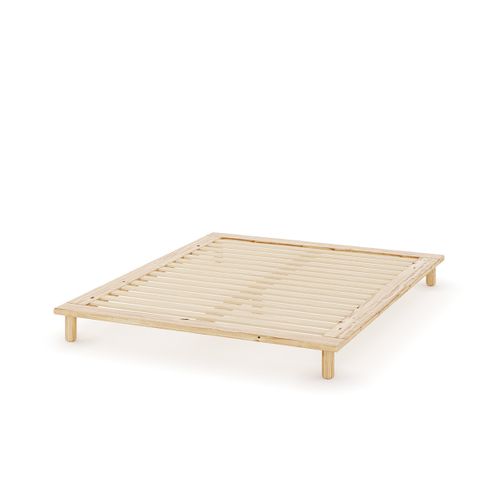Pack Lit 2 Places Futon Avec Matelas 160x200 Cm Paolo Bois Naturel