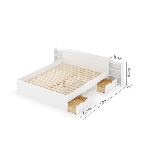 Pack Lit Avec 4 Tiroirs Et Matelas 160x200 Cm Judy  Blanc