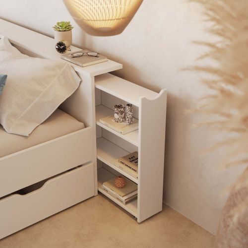 Pack Lit Avec 4 Tiroirs Et Matelas 140x200 Cm Judy  Blanc