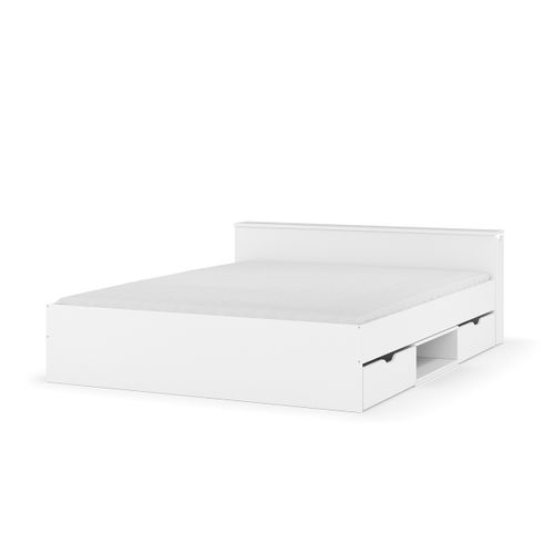 Pack Lit Avec 4 Tiroirs Et Matelas 140x200 Cm Judy  Blanc