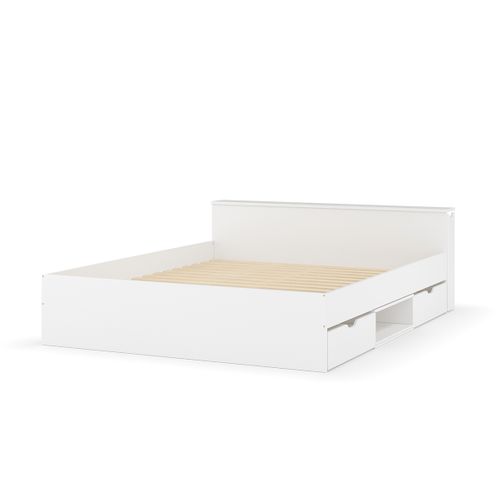 Lit Avec Rangement Et 4 Tiroirs 160x200 Cm Judy  Blanc