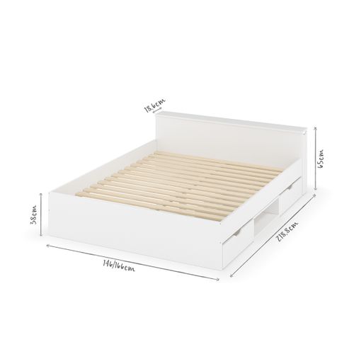 Pack Lit Avec 2 Tiroirs Et Matelas 140x200 Cm Judy Blanc