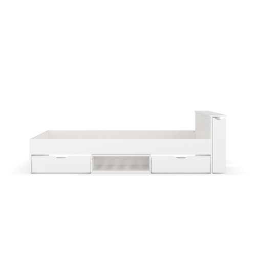 Lit Avec Rangement Et 2 Tiroirs 160x200 Cm Judy  Blanc