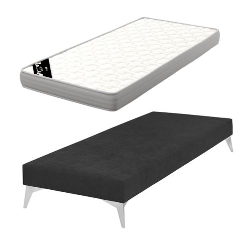 Pack Sommier Tapissier Avec Matelas 70x190 Cm Hocéa Noir