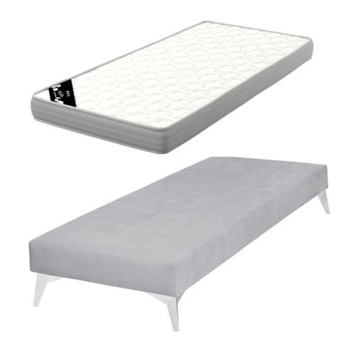 Pack Sommier Tapissier Avec Matelas 70x190 Cm Hocéa  Gris