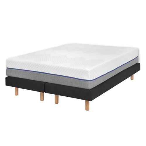 Pack 2 Sommiers Tapissiers Avec Matelas 80x200 Cm Habby  Noir