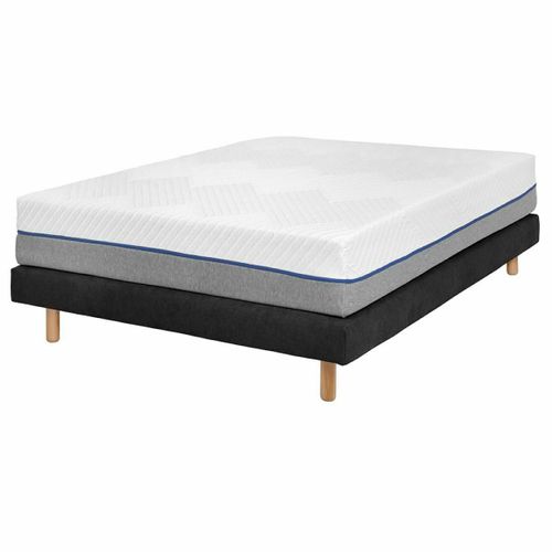 Pack Sommier Tapissier Avec Matelas 140x190 Cm Habby  Noir