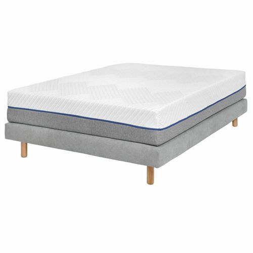 Pack Sommier Tapissier Avec Matelas 140x190 Cm Habby  Gris