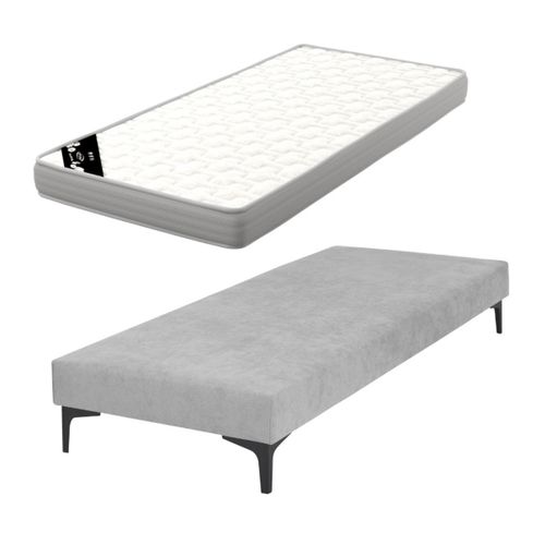 Pack Sommier Tapissier Avec Matelas 80x200 Cm Hiliana Gris