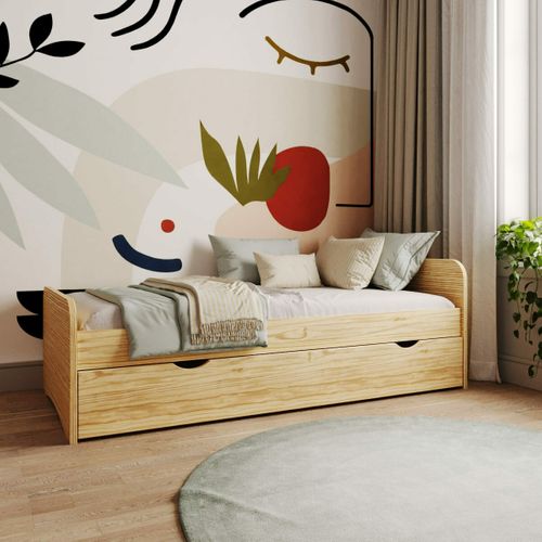 Lit Gigogne Avec Matelas 90x200 Cm Talia Bois