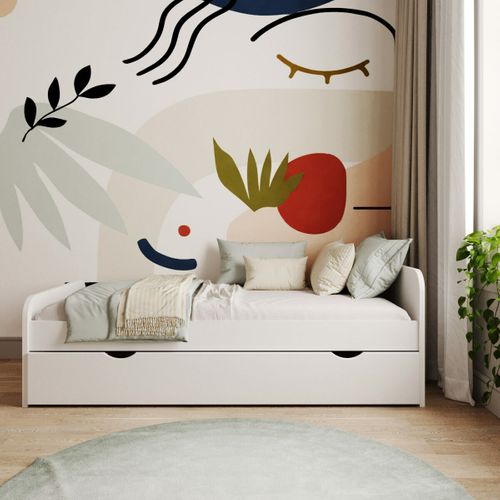 Lit Gigogne Avec Matelas 90x200 Cm Talia Blanc