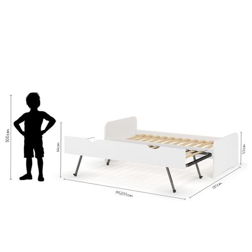 Lit Gigogne Avec Matelas 90x190 Cm Talia  Blanc