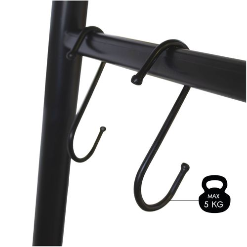 Portant à Vêtements Avec 2 Étagères En Métal Noir Et Bois Naturel 100 X 45 X 160 Cm