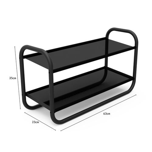 Étagère à Chaussures En Métal Et Tissu Noir 63 X 23 X 35 Cm
