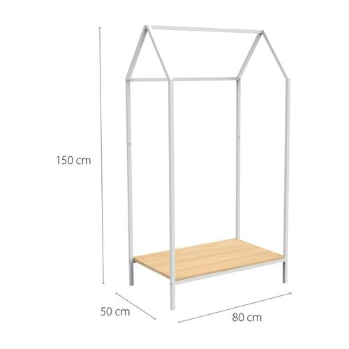 Portant à Vêtements Enfant En Bois Naturel Et Blanc 80 X 50 X 150 Cm