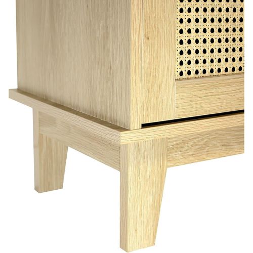 Buffet Avec 3 Portes Cannage Bois Naturel 120 X 40 X 71 Cm