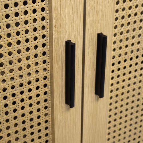 Buffet Cannage Avec 3 Portes Cannage Bois Naturel 120 X 40 X 76 Cm
