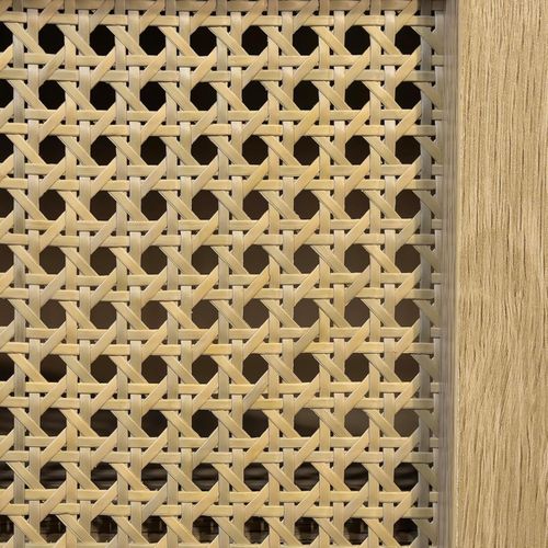Buffet Cannage Avec 3 Portes Cannage Bois Naturel 120 X 40 X 76 Cm