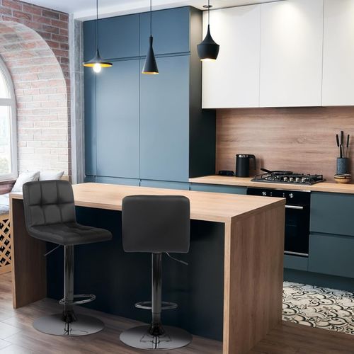 Lot De 2 Tabourets De Bar En Simili Cuir Noir 45 X 51 X 88 Cm