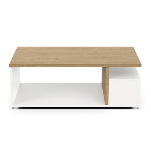Table Basse En Bois Naturel Et Blanc 92 X 50 X 36 Cm