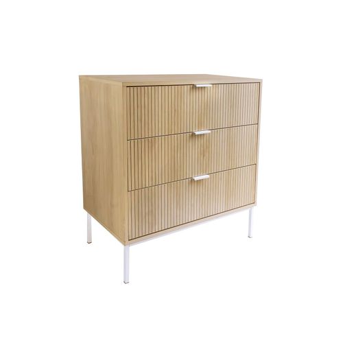 Commode Avec 3 Tiroirs Bois Naturel 72 X 40 X 80 Cm