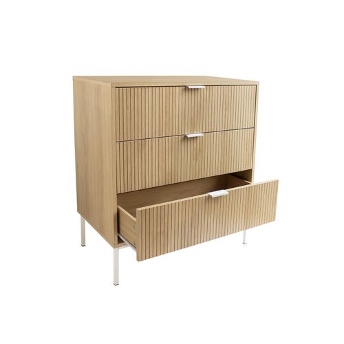 Commode Avec 3 Tiroirs Bois Naturel 72 X 40 X 80 Cm