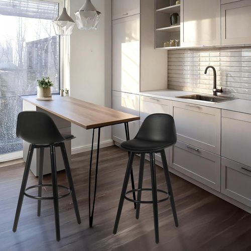 Tabouret De Bar Avec Pieds En Bois De Hêtre 39,5 X 44 X 91 Cm