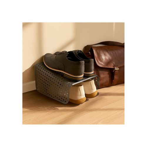 Lot De 6 Range-chaussures En Métal Noir 25 X 28 X 18 Cm