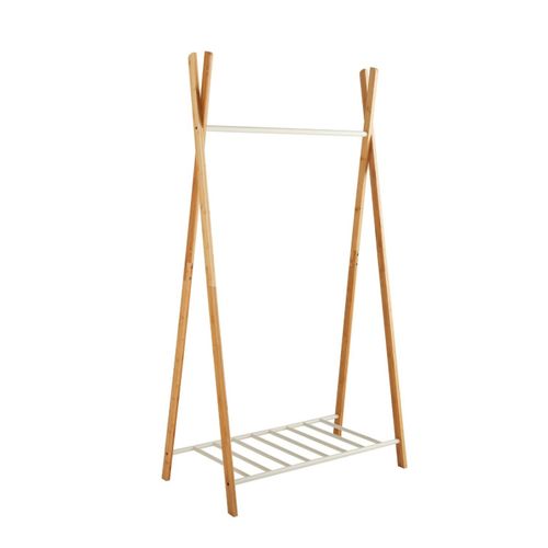 Portant à Vêtements En Bambou Naturel Et Métal 93 X 50 X 173 Cm