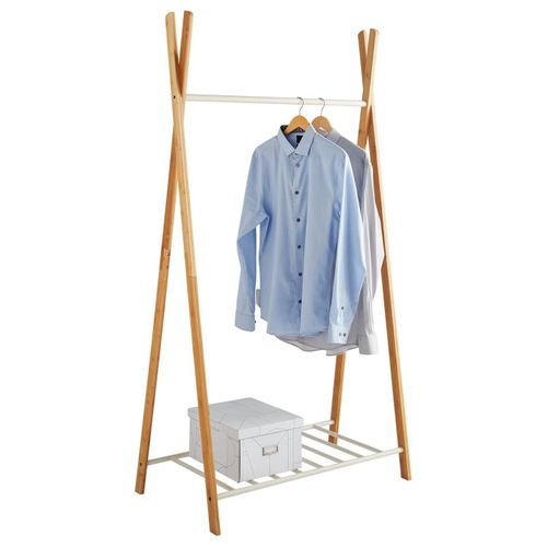 Portant à Vêtements En Bambou Naturel Et Métal 93 X 50 X 173 Cm