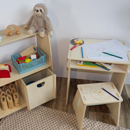 Bibliothèque Enfant Avec 3 Étagères Sans Clous Ni Vis En Bois Naturel 30 X 68 X 10 Cm