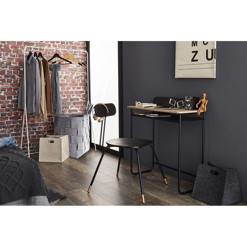 Bureau Avec 1 Étagère En Bois Naturel Et Métal Noir 80 X 37 X 86 Cm