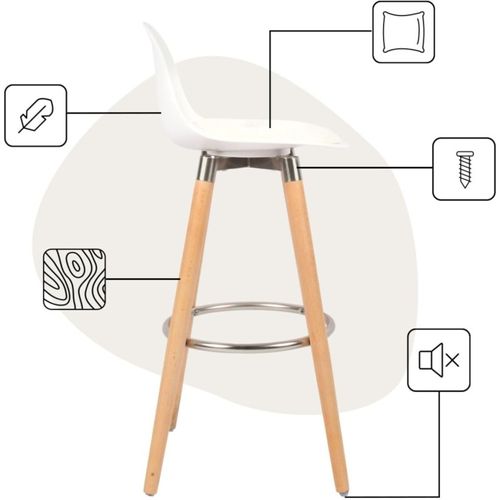 Tabouret De Bar Avec Pieds En Bois De Hêtre 39,5 X 44 X 91 Cm